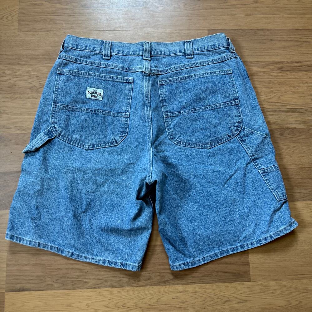 Men's Vintage 90's Lee Dungarees Light Wash Blue Denim Jean Shorts Jorts Sz 38